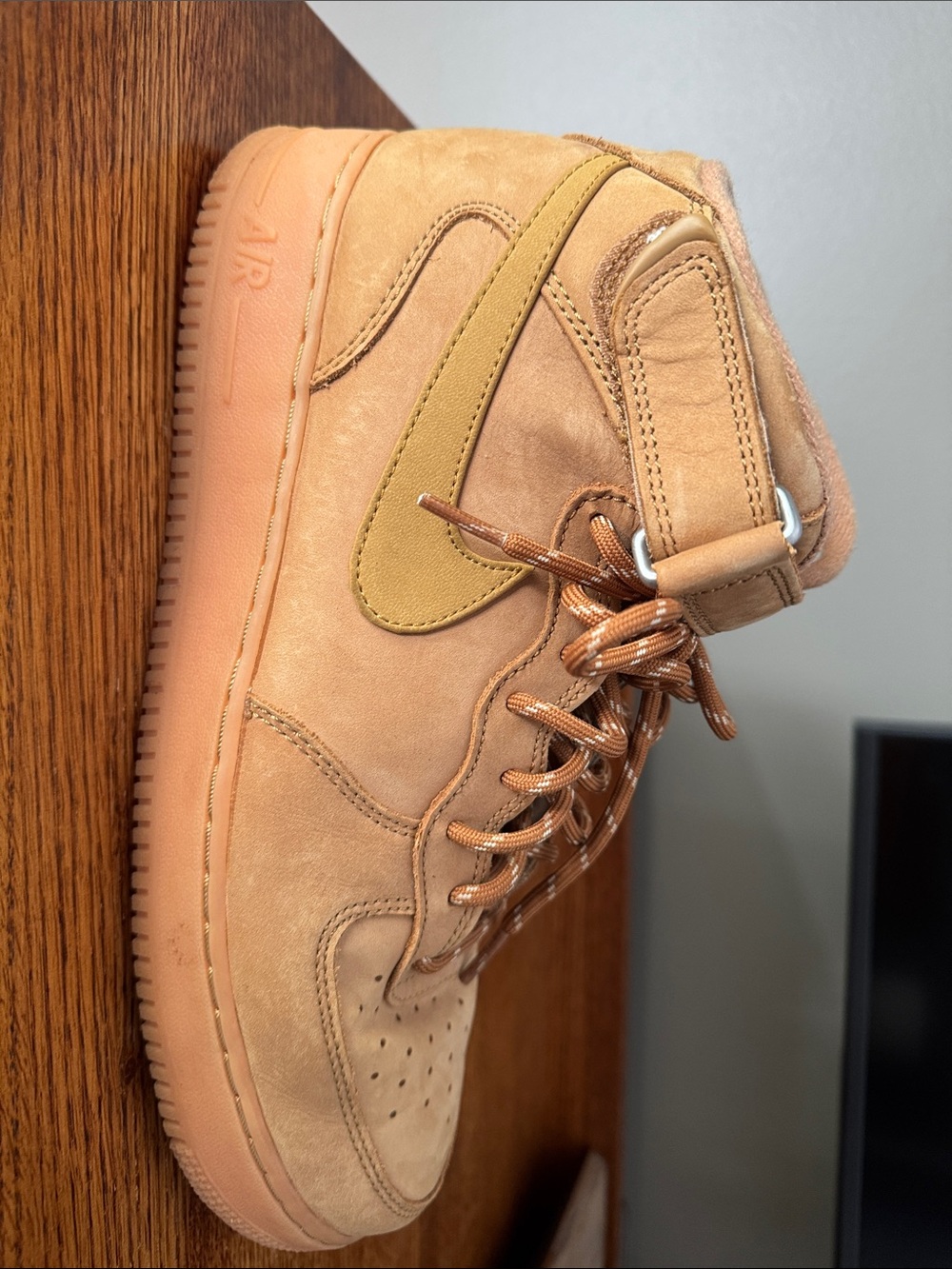 Nike Air Force 1 Mid Wheat Flax High Top Sneakers